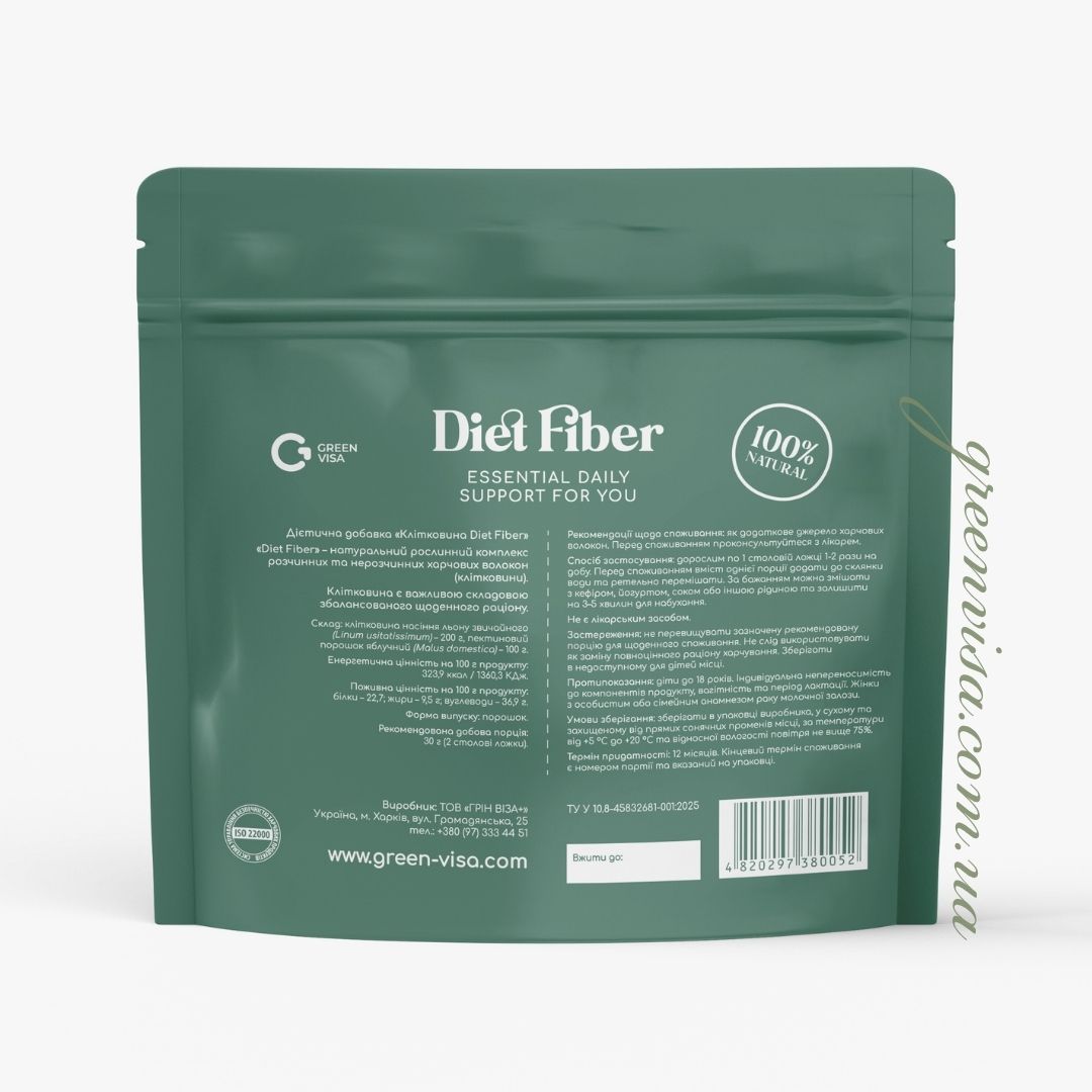 Клетчатка семян льна с яблочным пектином Diet Fiber, 300 г 1